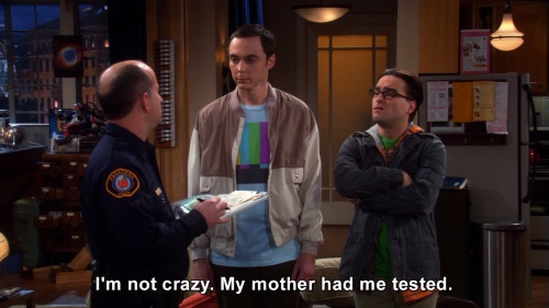 The Big Bang Theory - I'm not crazy. My mother had me tested.