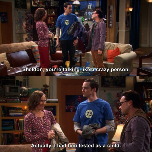 The Big Bang Theory - Sheldon, you're talking like a crazy person.
