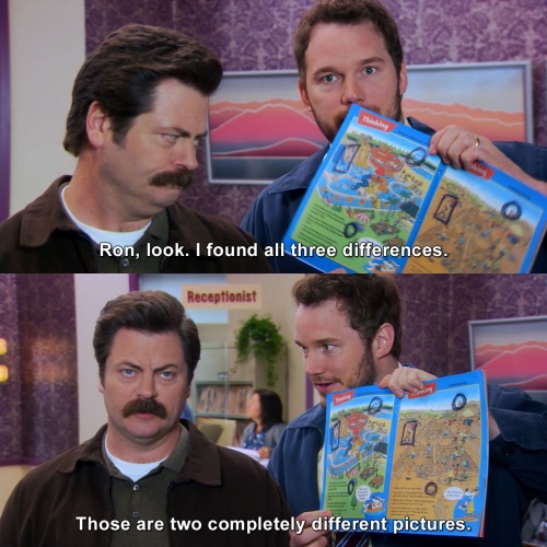 Parks and Recreation - I found all three differences.