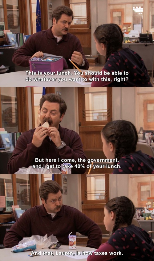 Parks and Recreation - Teaching kids how taxes work