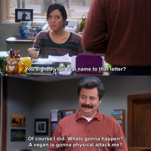 Parks and Recreation - Ron about Veganism