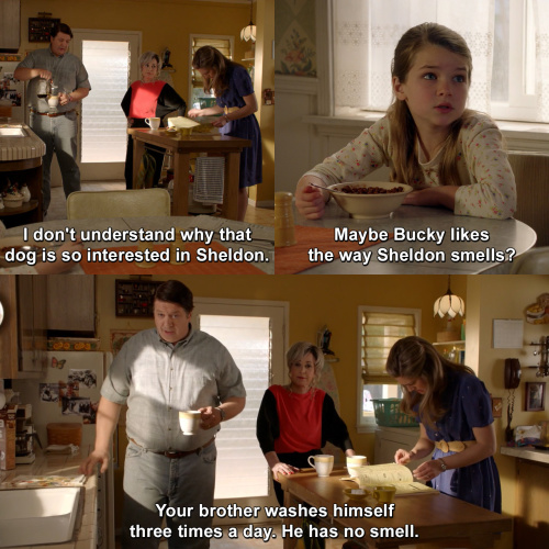 Young Sheldon - I don't understand why that dog is so interested in Sheldon.