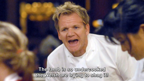 Hells Kitchen - The lamb is so undercooked the Welsh are trying to shag it!