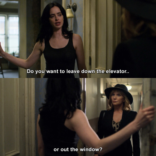 Jessica Jones - Do you want to leave down the elevator or out the window?