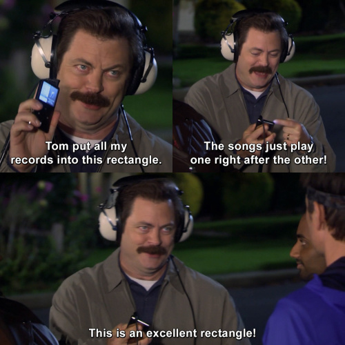 Parks and Recreation - Tom put all my records into this rectangle.