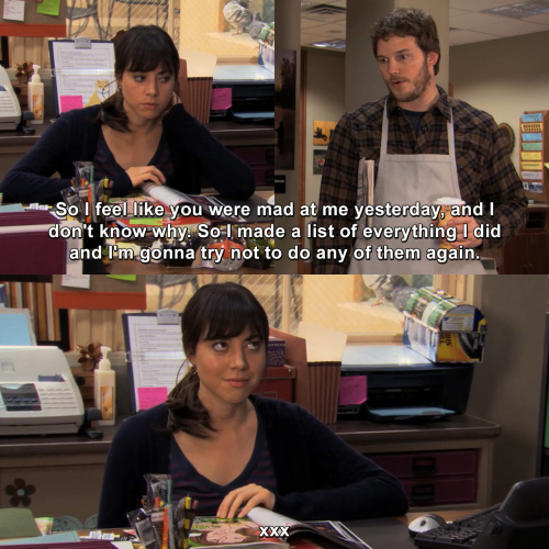 Parks and Recreation - I feel like you were mad at me yesterday